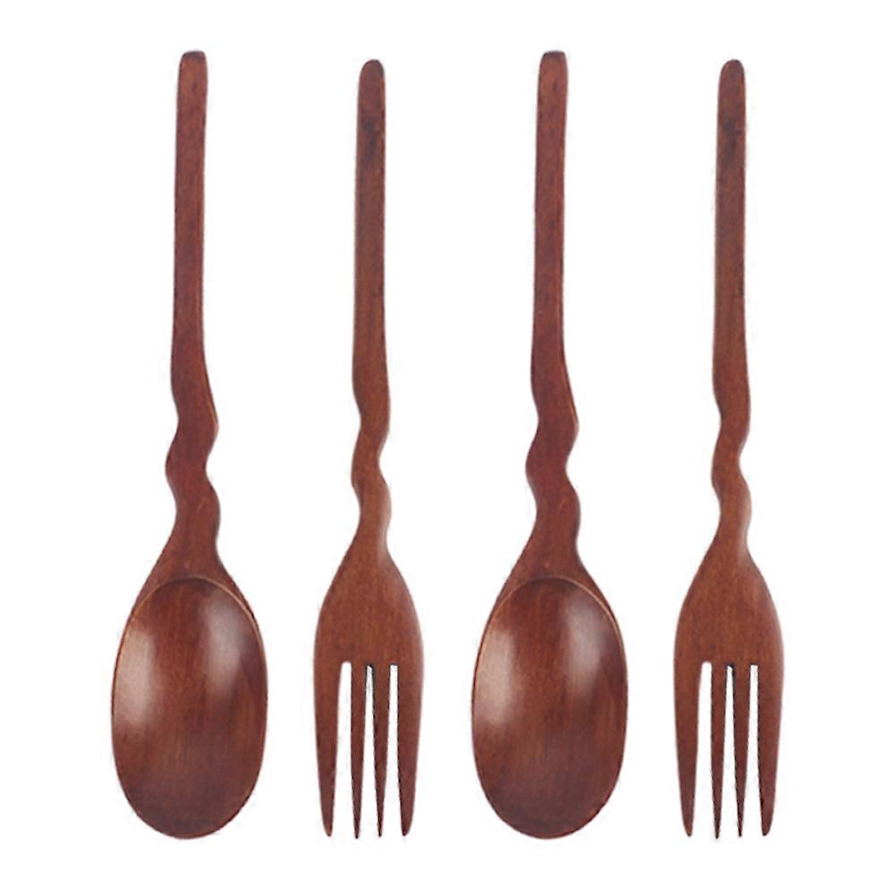 Wooden Cutlery Spoon and Fork Set for Eating 20Pcs Reusable Kitchen