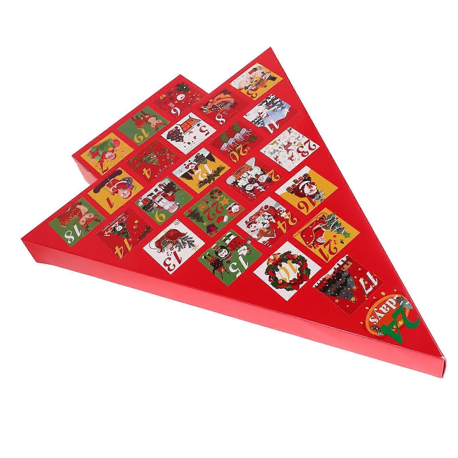 Reusable Advent Calendar Rectangular Holiday Design Countdown Diy For Family Kids And Adults Red Paper 1Pcs