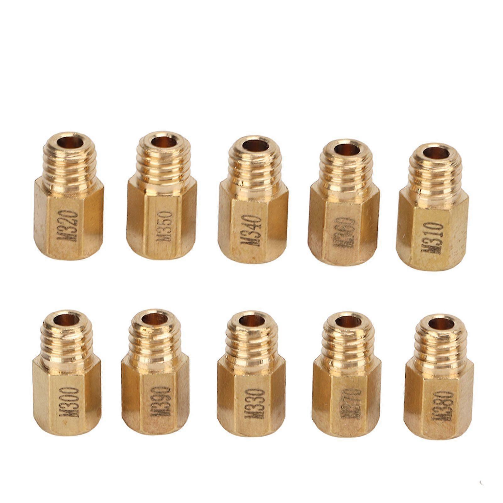 10Pcs/Set Carburetor Main Jet Kit Hex Style Brass Replacement for Mikuni VM TM TMX 300390