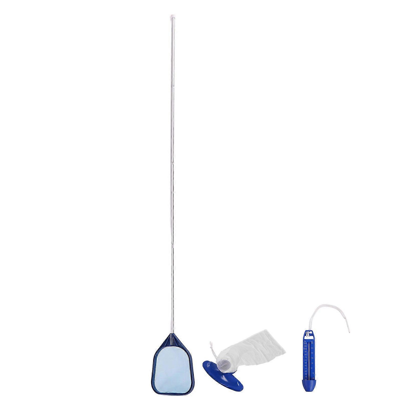 Swimming Pool Cleaner Kit Suction Head Leaf Rake Net Thermometer Set Cleaning Tools for Fountain Hot Tub