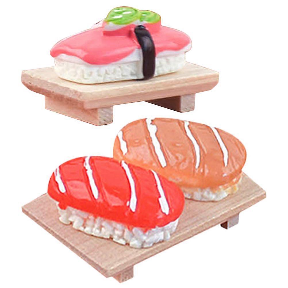 Mini Food Sushi Model for Decor 2Pcs Wooden Assorted Color Display