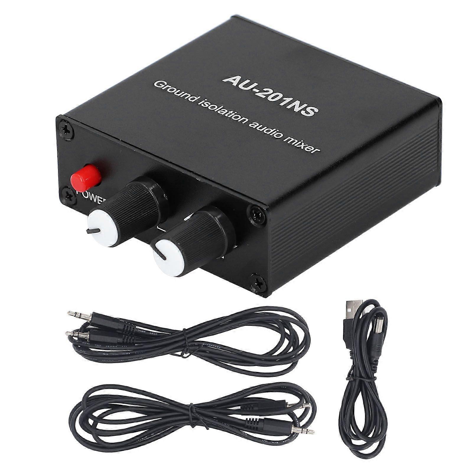 Mini Sound Mixer 2 in 1 Out 3.5mm Port Compact Sound Mixer with Common Ground Insulation for Computer Phone 5V