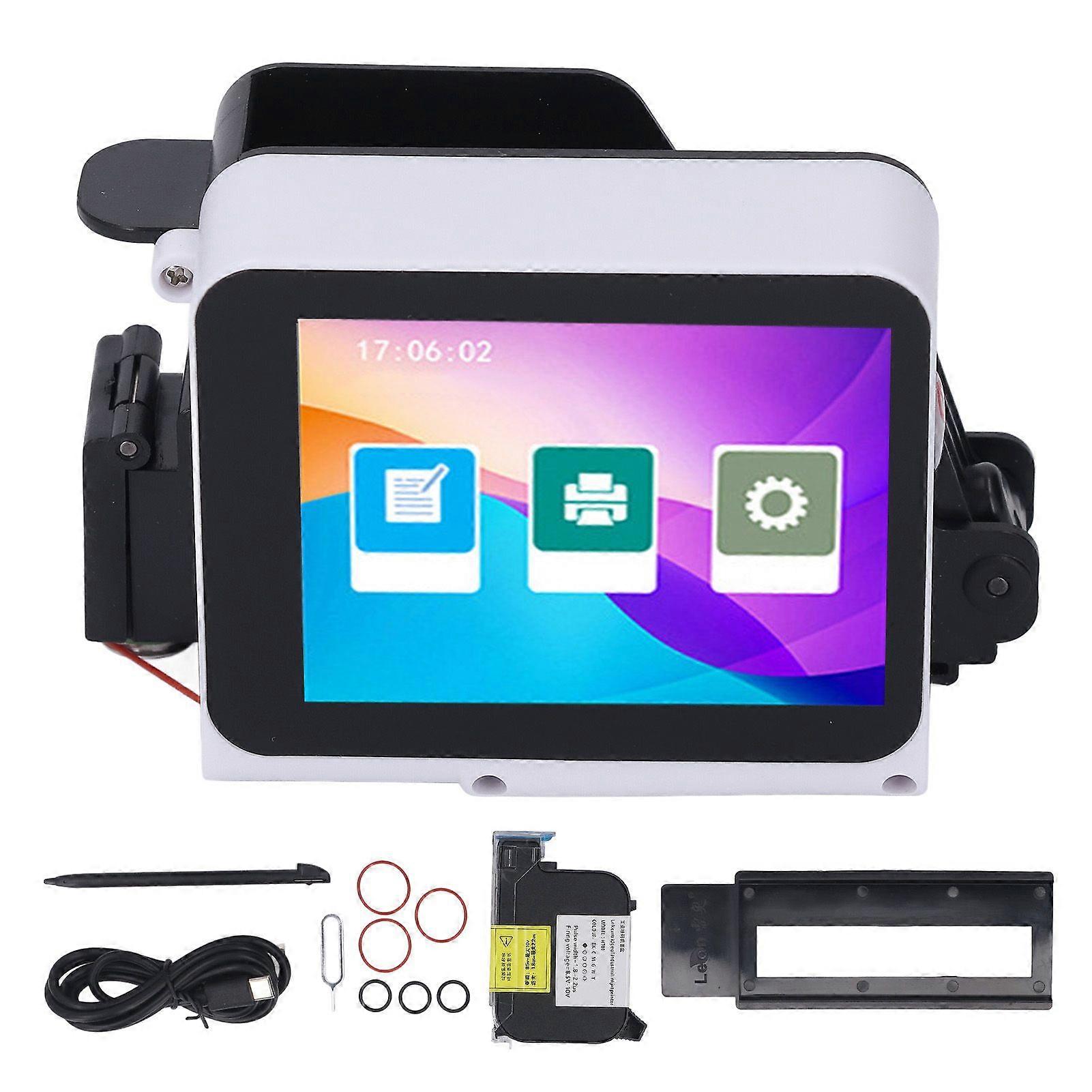 Handheld Inkjet Printer 12.7mm 600dpi 28 Languages Portable Printing Machine with Ink Cartridge for Barcode Data Image