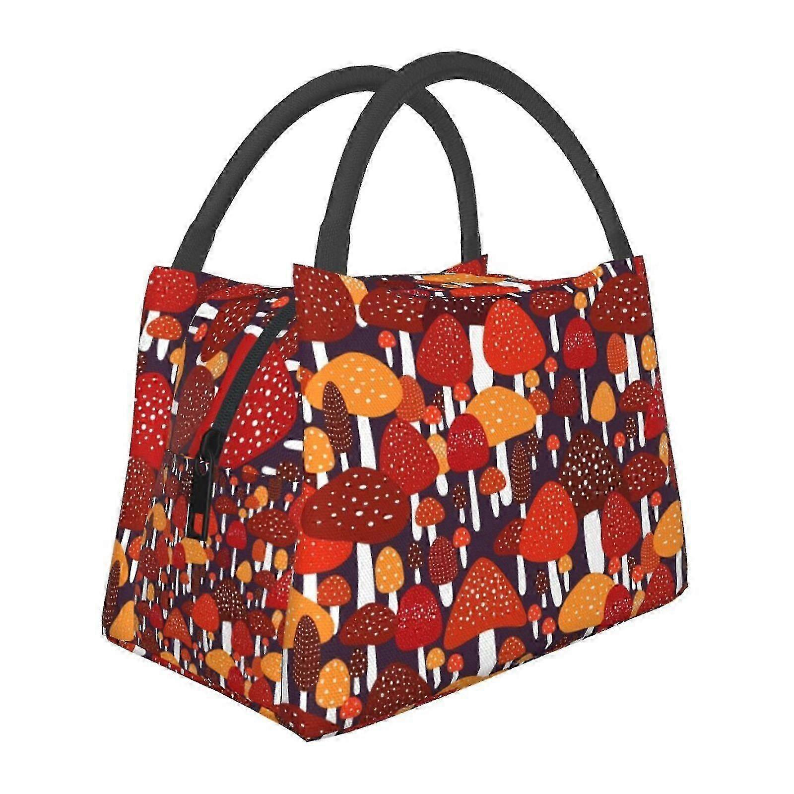 Mushroom Pattern Portable Insulation Bag Waterproof Lunch Bag For Women For Work,Cool Bag Lunch Box