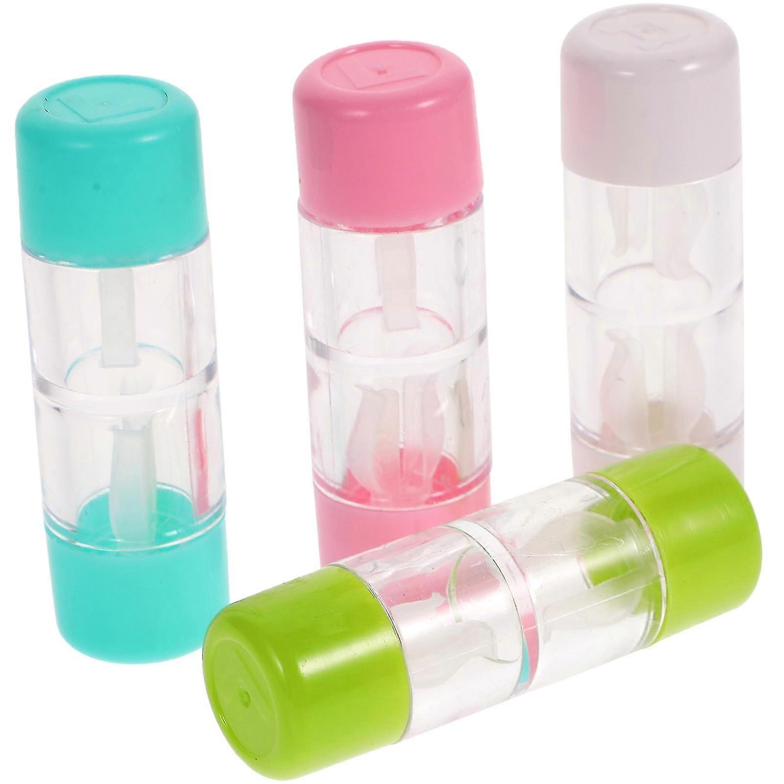 4 Stück Mini-Reise-RGP-Hartlinsenetui, Schutzbox, Kosmetikbehälter für Linsen (Rosa, Weiß, Blau und Grün)