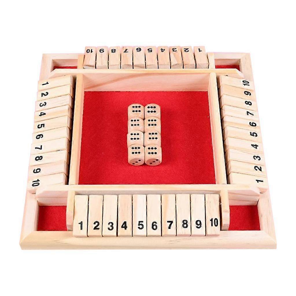 Four-Way Shut Box Game Toy Set for 2-4 Players Fun Classroom Home Pub Activity