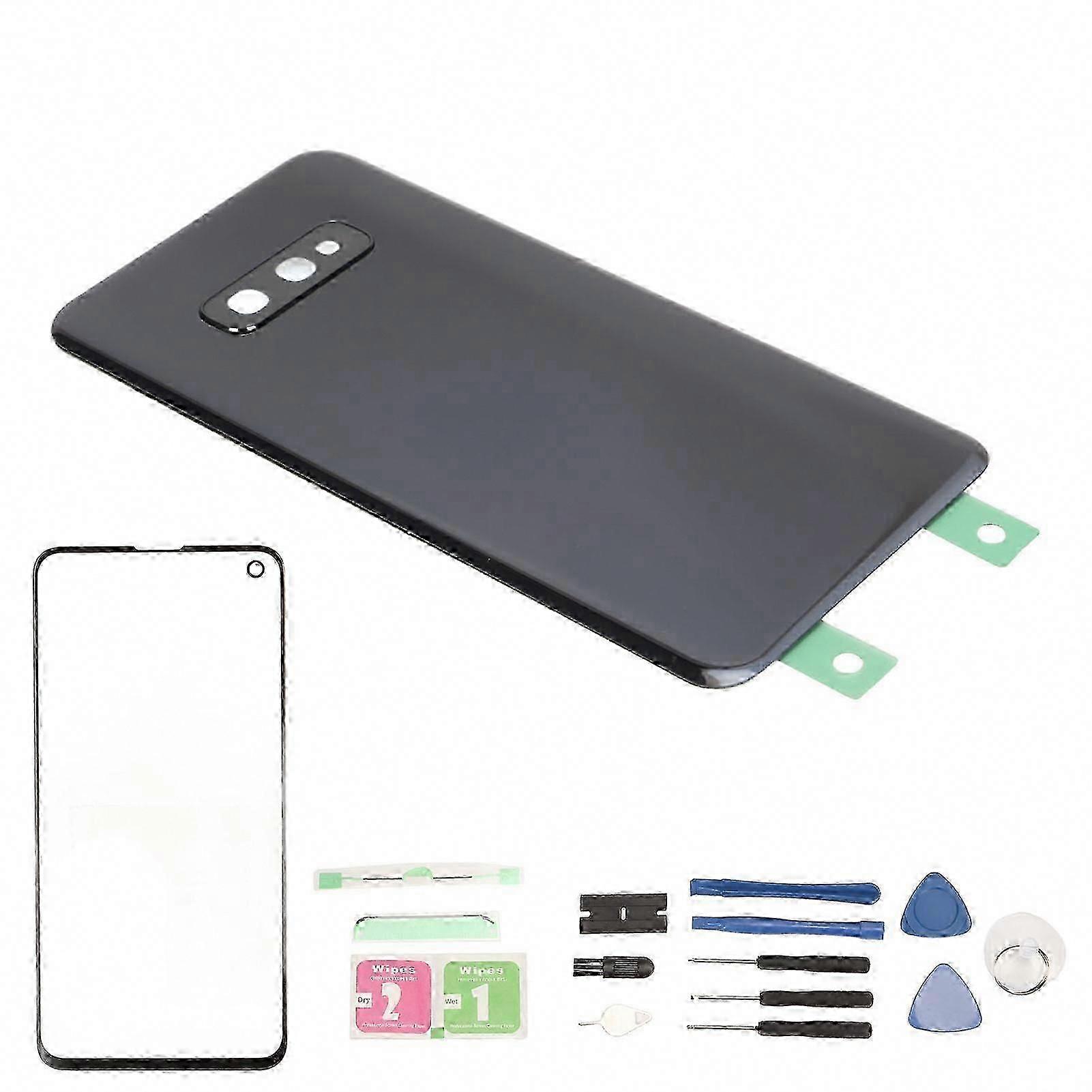 Galaxy S10e Front and Back Glass Screen Replacement Kit with Pre-Installed Adhesive and Repair Tools, Blackx