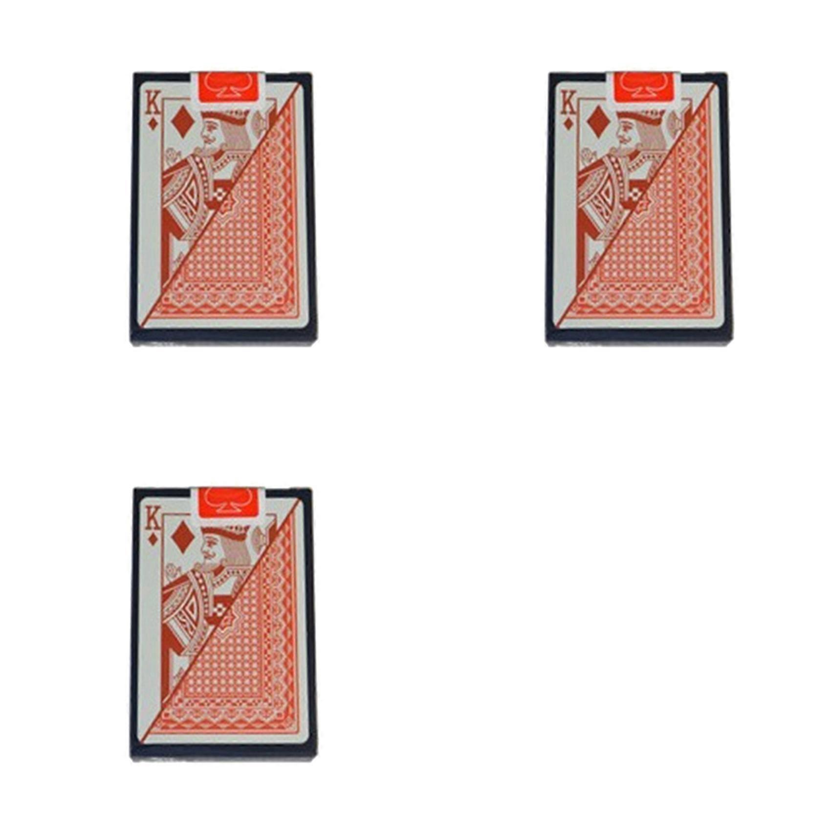 3X Multiplayer Game Card Creative Box Packed Waterproof Texas Playing Cards Plastic Durable Poker Magic Tricks Tool,Red