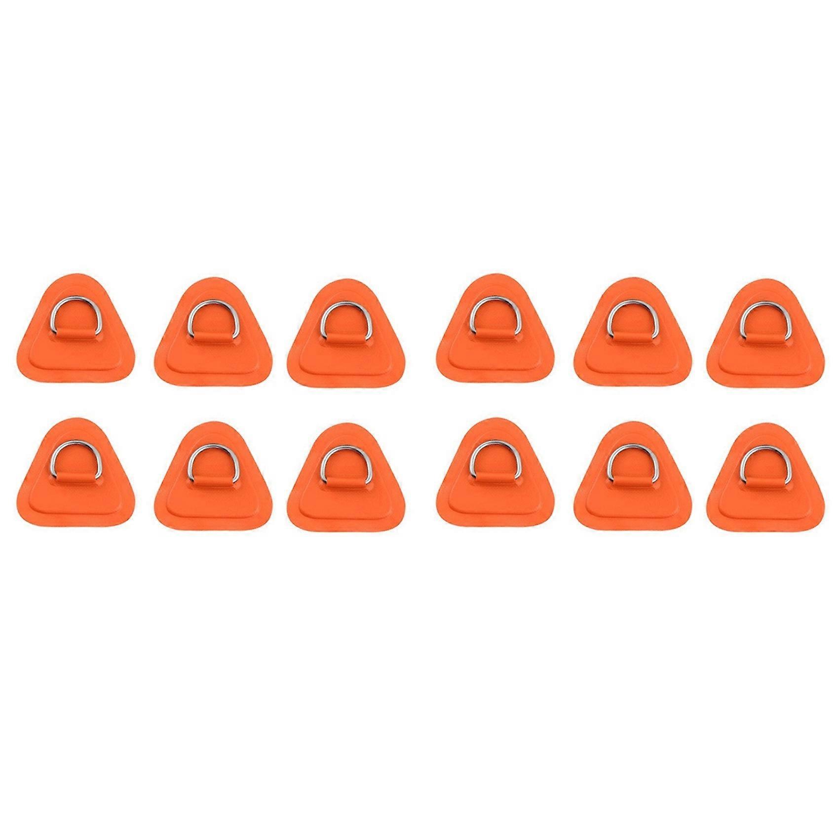 12PCS D-Ring Patch for Inflatable Boat Kayak Dinghy SUP, D-Ring PVC Patch Stand-Up Paddleboard Canoe Rafting Orange