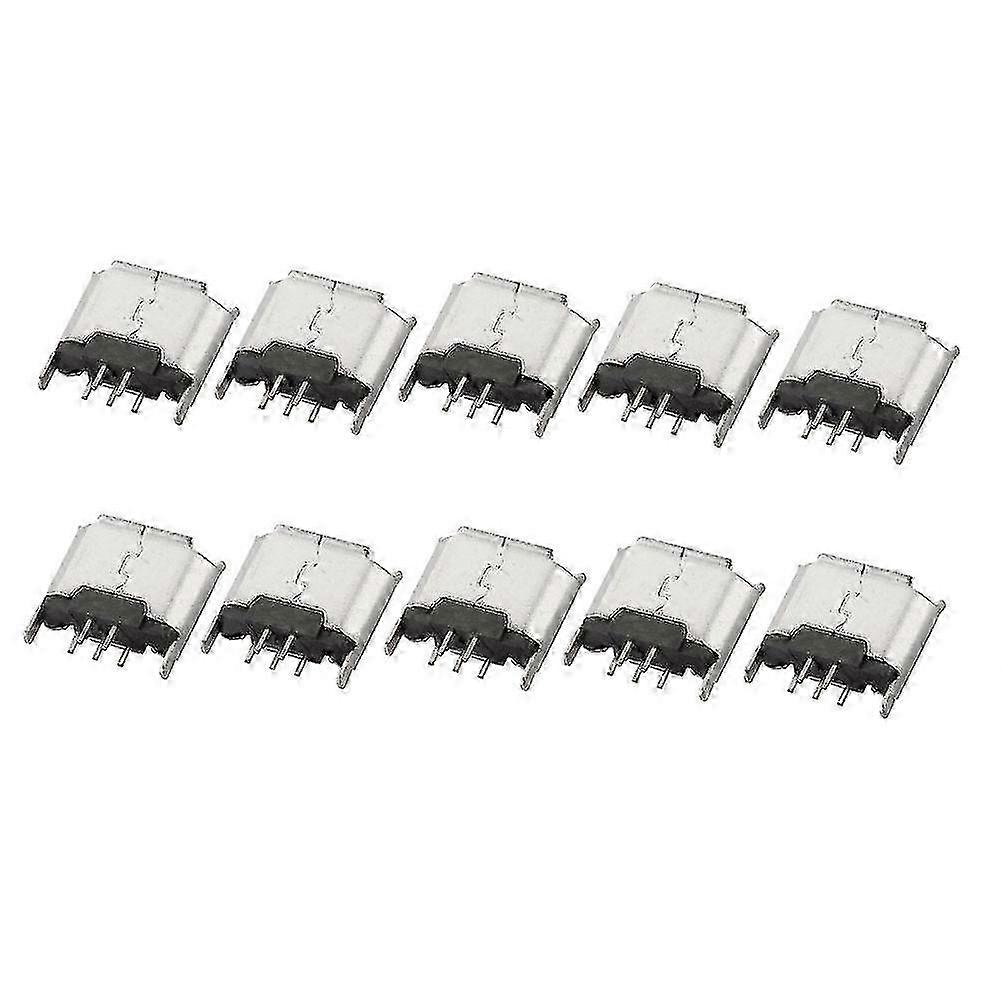 10Pcs Micro USB Type B 180 Degrees DIP 5Pin Female PCB Solder Socket Connector 25-26s