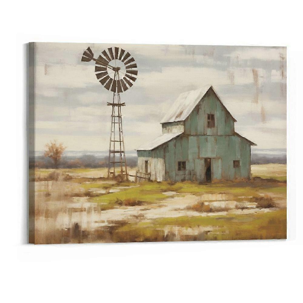 Ferma Framed Wall Art Imagine: Barn Windmill -ouyab199