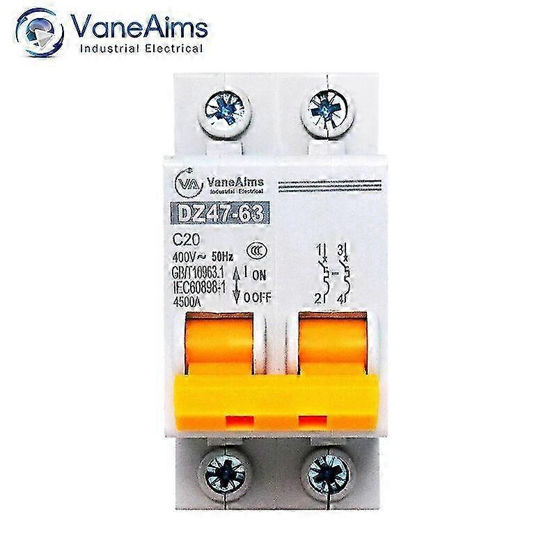AC 400V 2P PV MCB Solar Mini Circuit Breaker 6A 10A 16A 20A 25A 32A 40A 50A 63A Photovoltaic Overload Protection Air Switch 25-26
