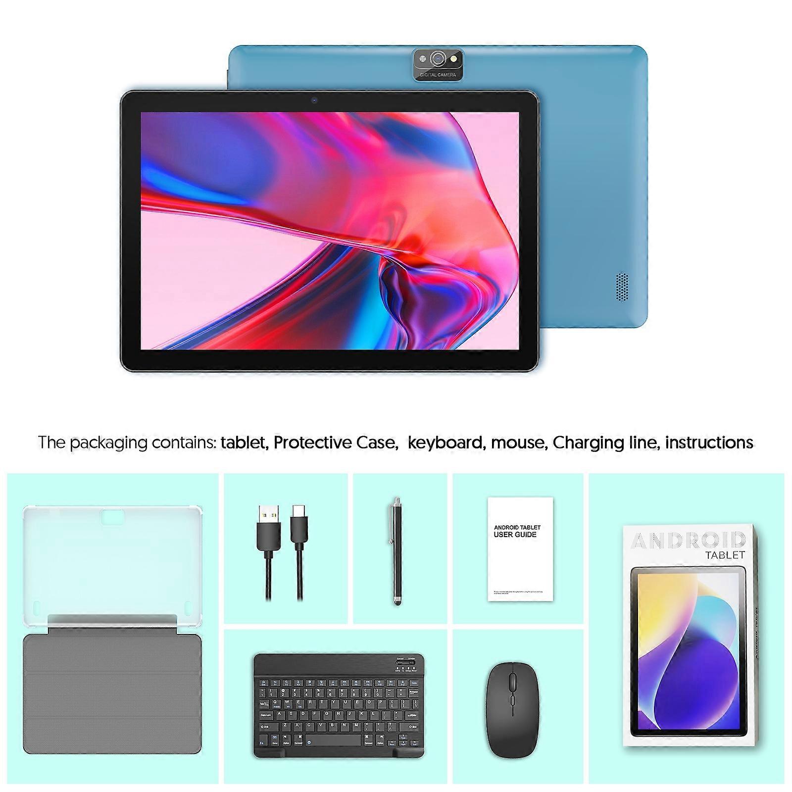 BAKEN 10-inch Android 15 tablet, 128GB RAM + 9GB + 64GB storage, 1TB expandable memory, WiFi 6, Bluetooth, Google GMS