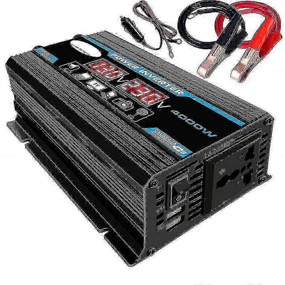 Uusi 4000w 12v 220v/110v Led Ac Car Power Inverter Muunnin Laturi Adapteri Inversor Dual Usb Transformer Modified Sine Wave