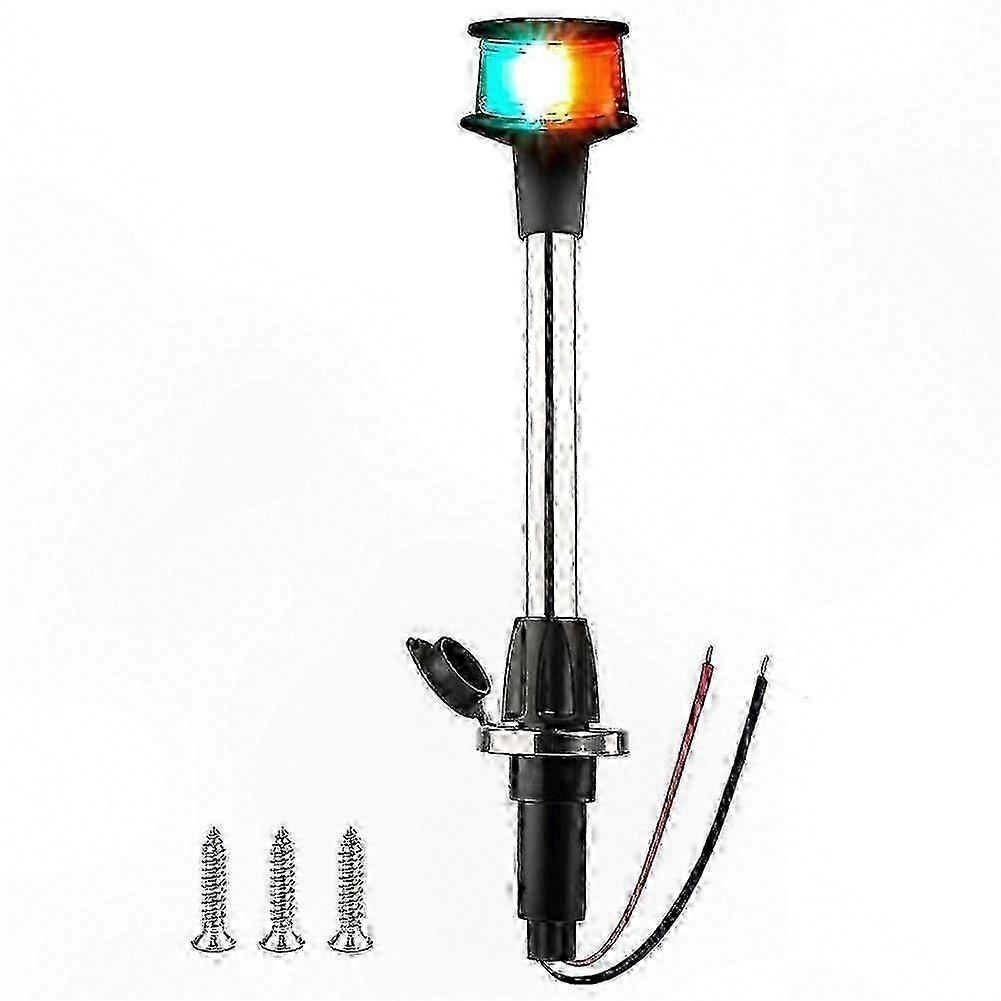 LED Boat Navigation Light with Red Green Bi-Color Design, 12 Inch Removable Plug Base Pole for Bow Lighting