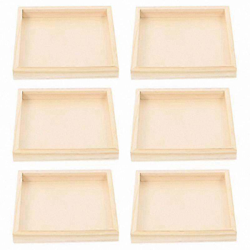 6-Pack Wooden Finish Puzzle Sorting Trays, Stackable Painting Palette for Crafts, Single Tray without Multi-Sided Design