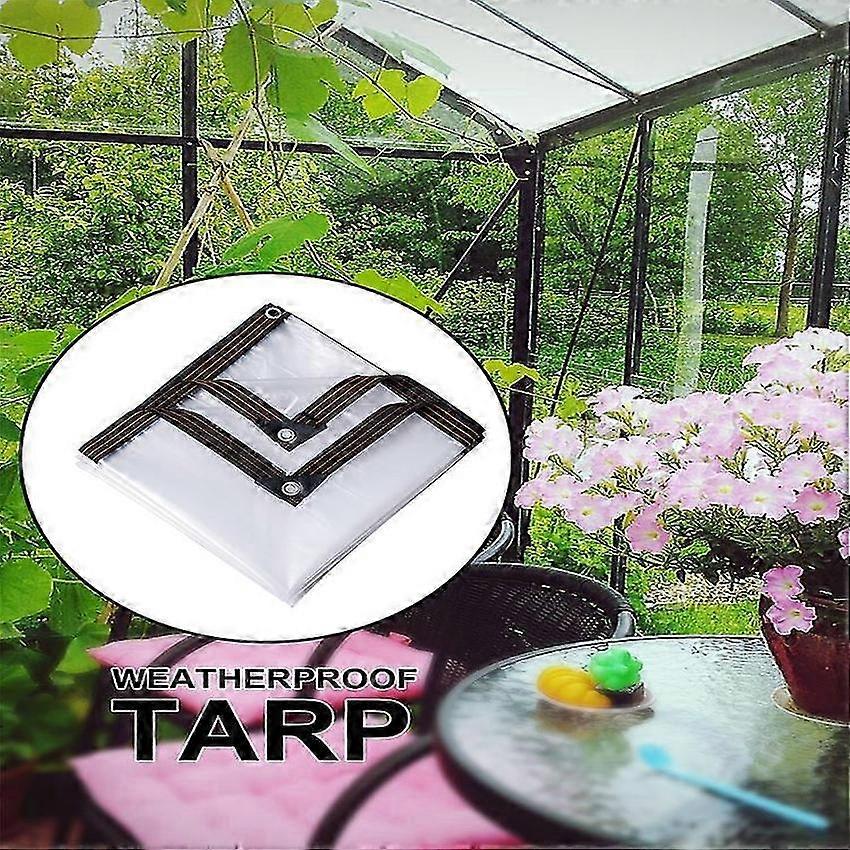 Clear Heavy Duty Waterproof PVC Tarp with Grommets Snowproof Windproof 3m x 4m