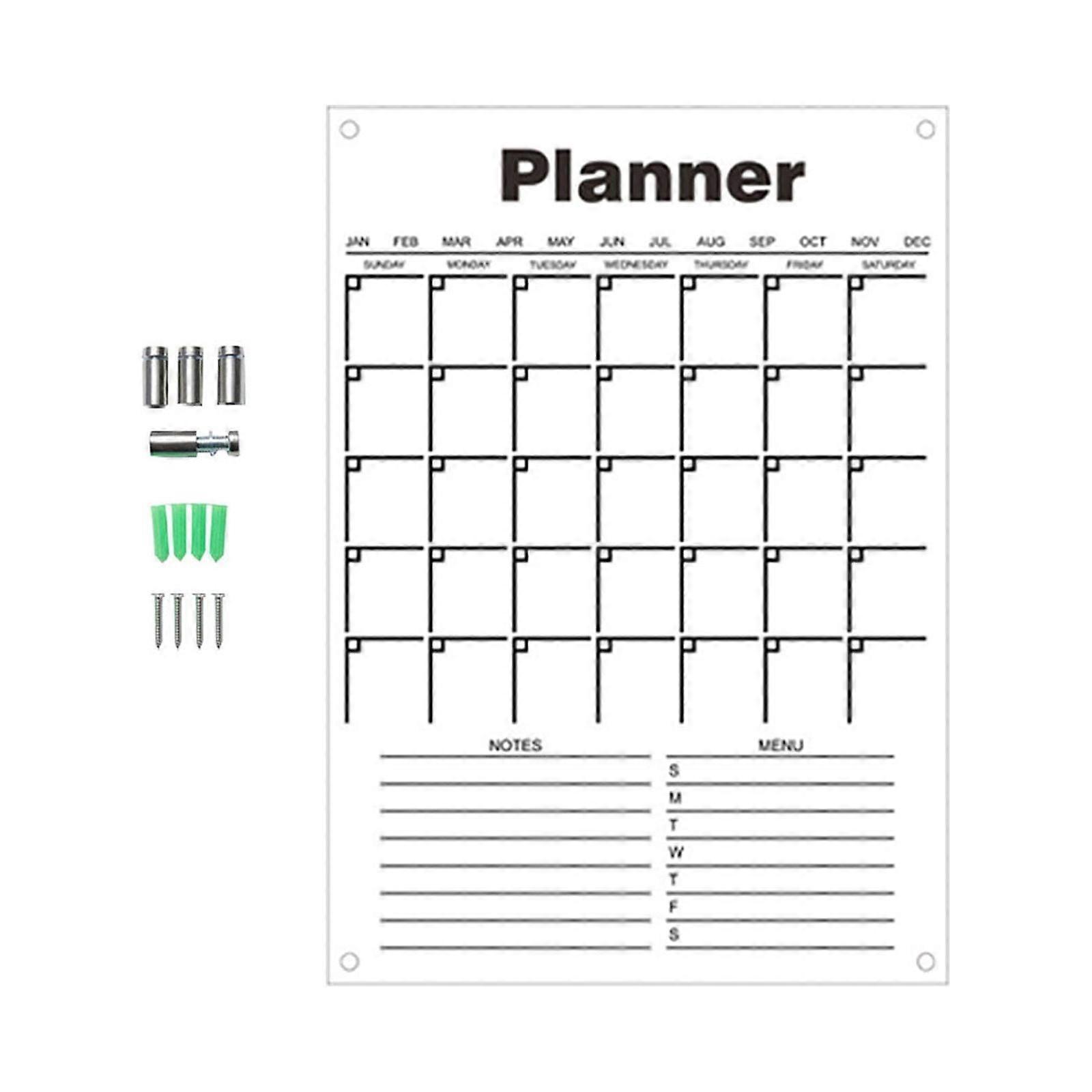 Clear Acrylic Weekly Planner Board - Reusable Dry Erase Calendar, Daily To-Do List, Notepads + Accessories (Compatible with Wall Mount)