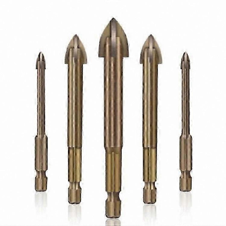 Universal Ceramic Tile Drill Bit Set - 5 Gold Drill Bits for Efficient Drilling