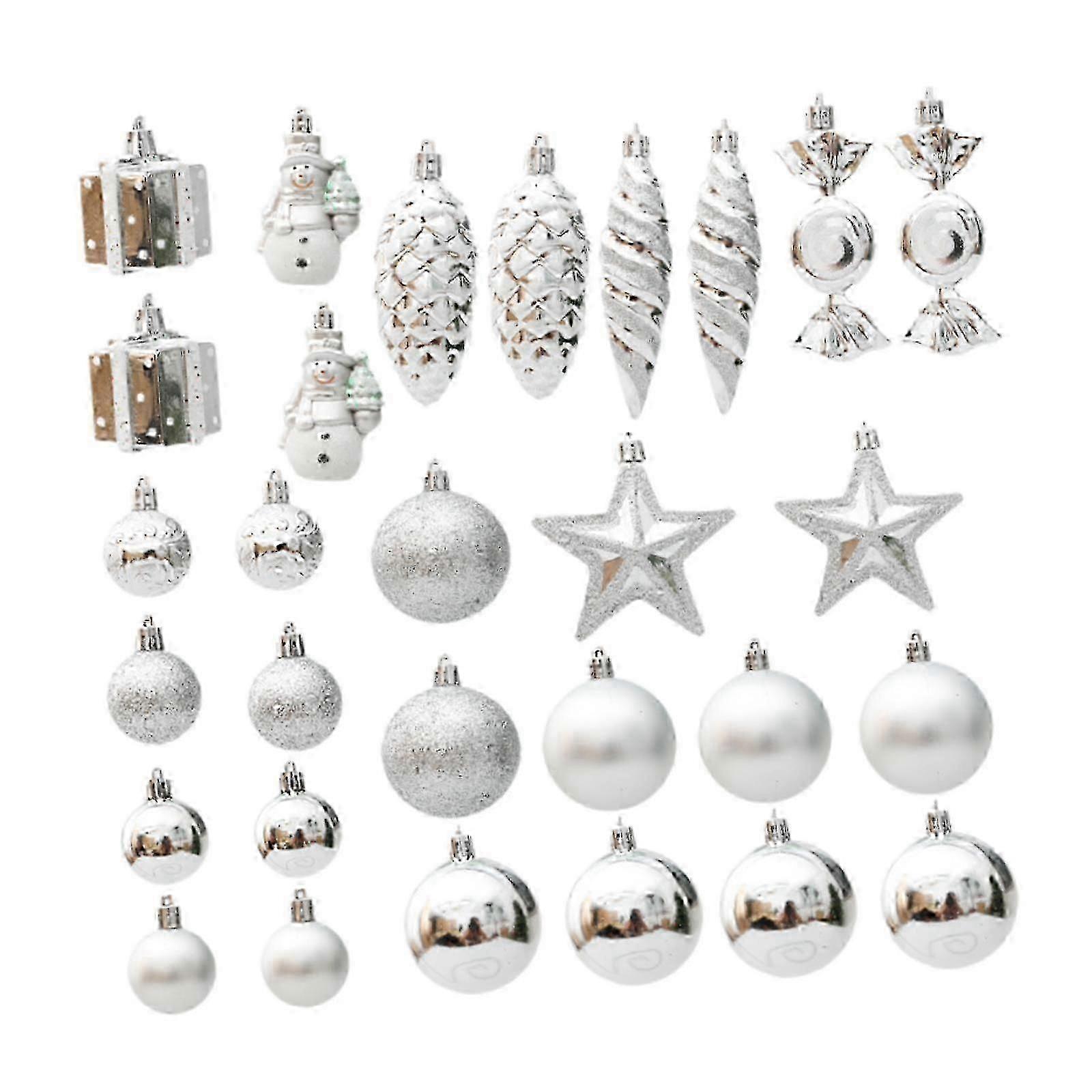 Silver Christmas Hanging Baubles for Window, Bedside, Bags Decor - Lightweight Ornament Pendants
