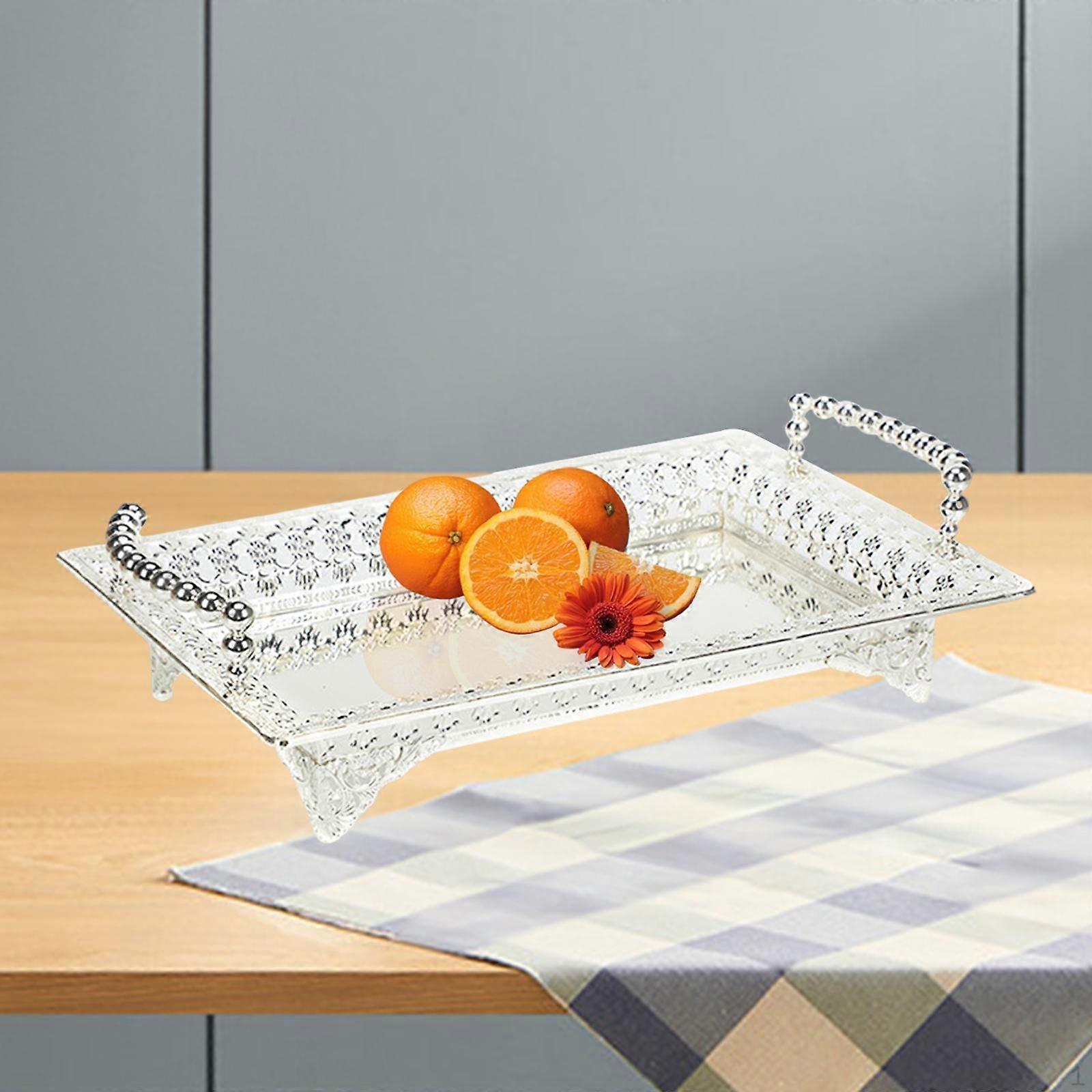 Decorative Tray for Serving Snacks and Storing Makeup in Household Settings
