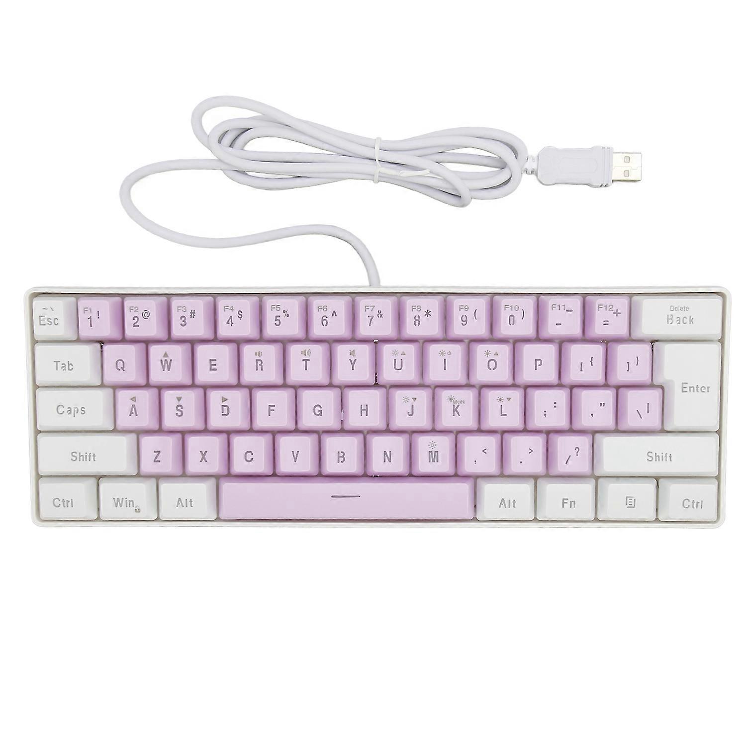 Gaming Keyboard USB 61 Keys Ergonomic Contrast Color 6 RGB Backlit Modes Wired Keyboard for Desktop 