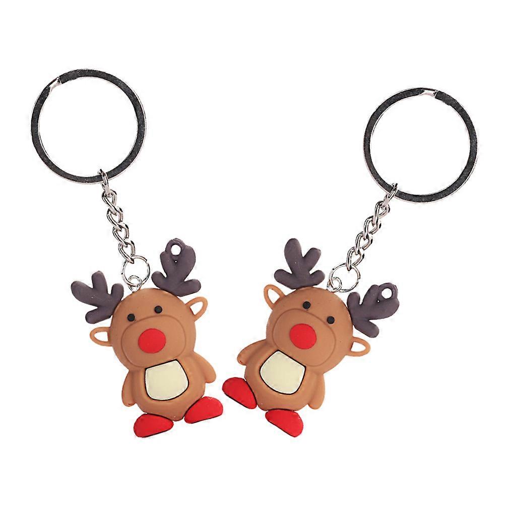 Bag Chain Reindeer Keychain for Decoration 2Pcs Cute Multi Color PVC