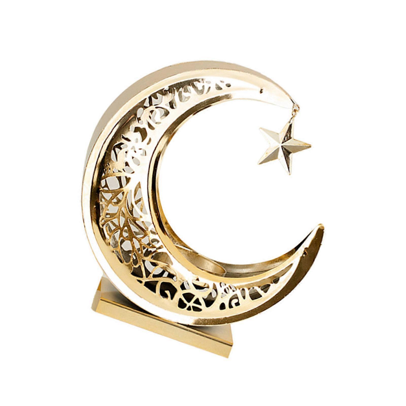 Moon Shape Candelabra Hollowed Carved Tealight Display Stand for Tabletop Mantels Shelf Display Festival Celebration  gold