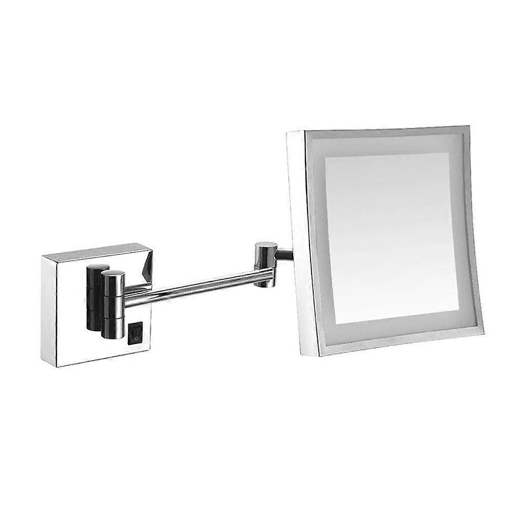 Wall Mounted Makeup Mirror 3X Magnification Square Vanity with Extendable Arm and Builtin Lithium Battery (Color 6)
