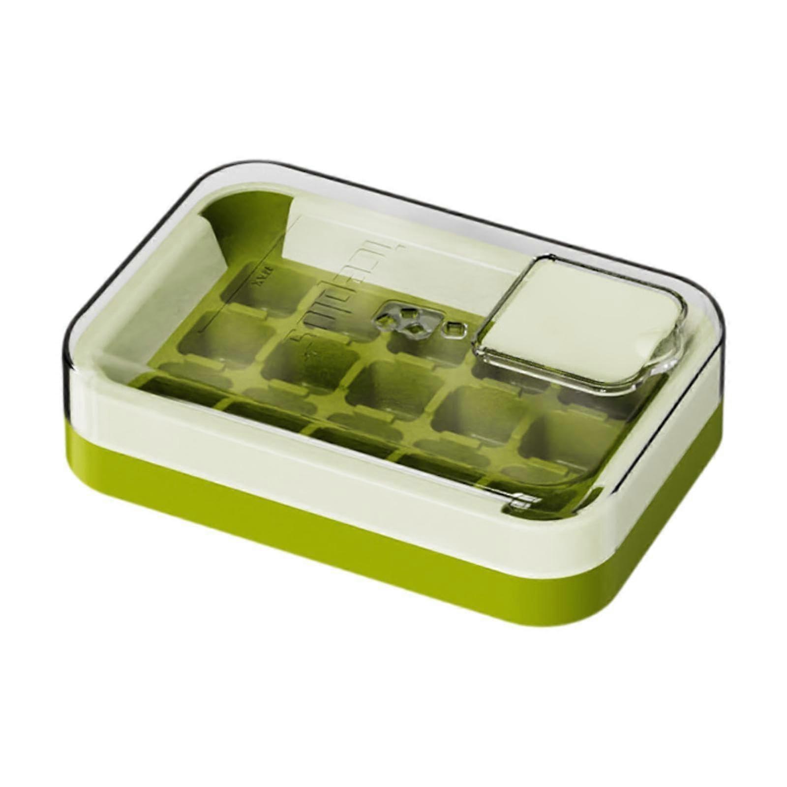Ice Cube Tray Removable Lid, 15Cube Capacity, Reusable, Easy Release, Green