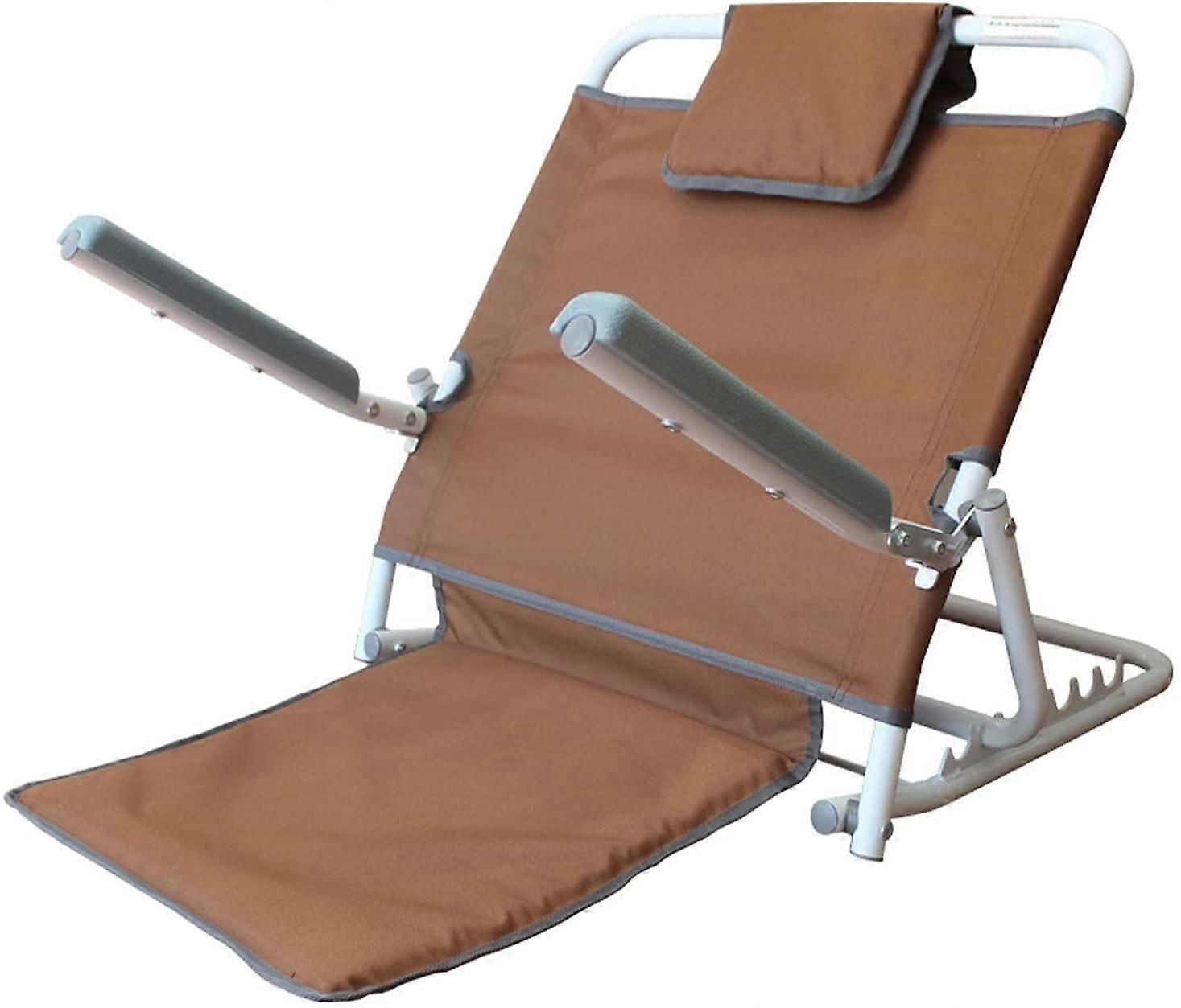 Adjustable Bed Backrest with Armrest and Lumbar Support, 7 Position Foldable Design with Head Pillow for Reading and Relaxing