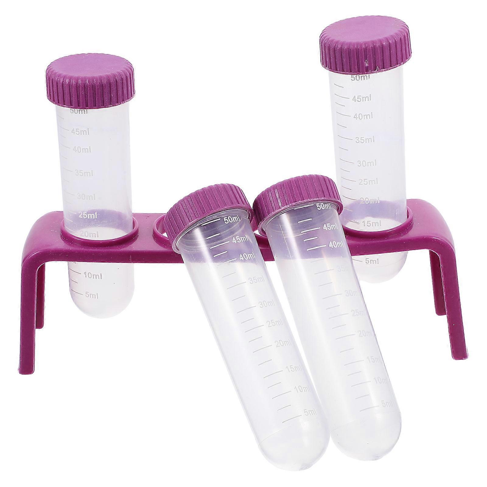 Four Hole Test Tube Rack for Lab Testing 1Set with Plastic Tubes Multi-Functional
