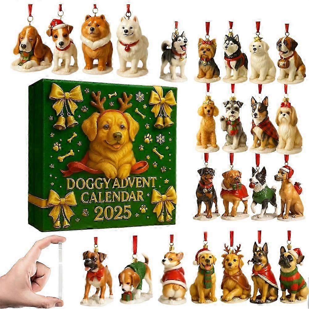 Doggy Advent Calendar 2025, 24 Days Unique Dog Advent Calendar Ornaments