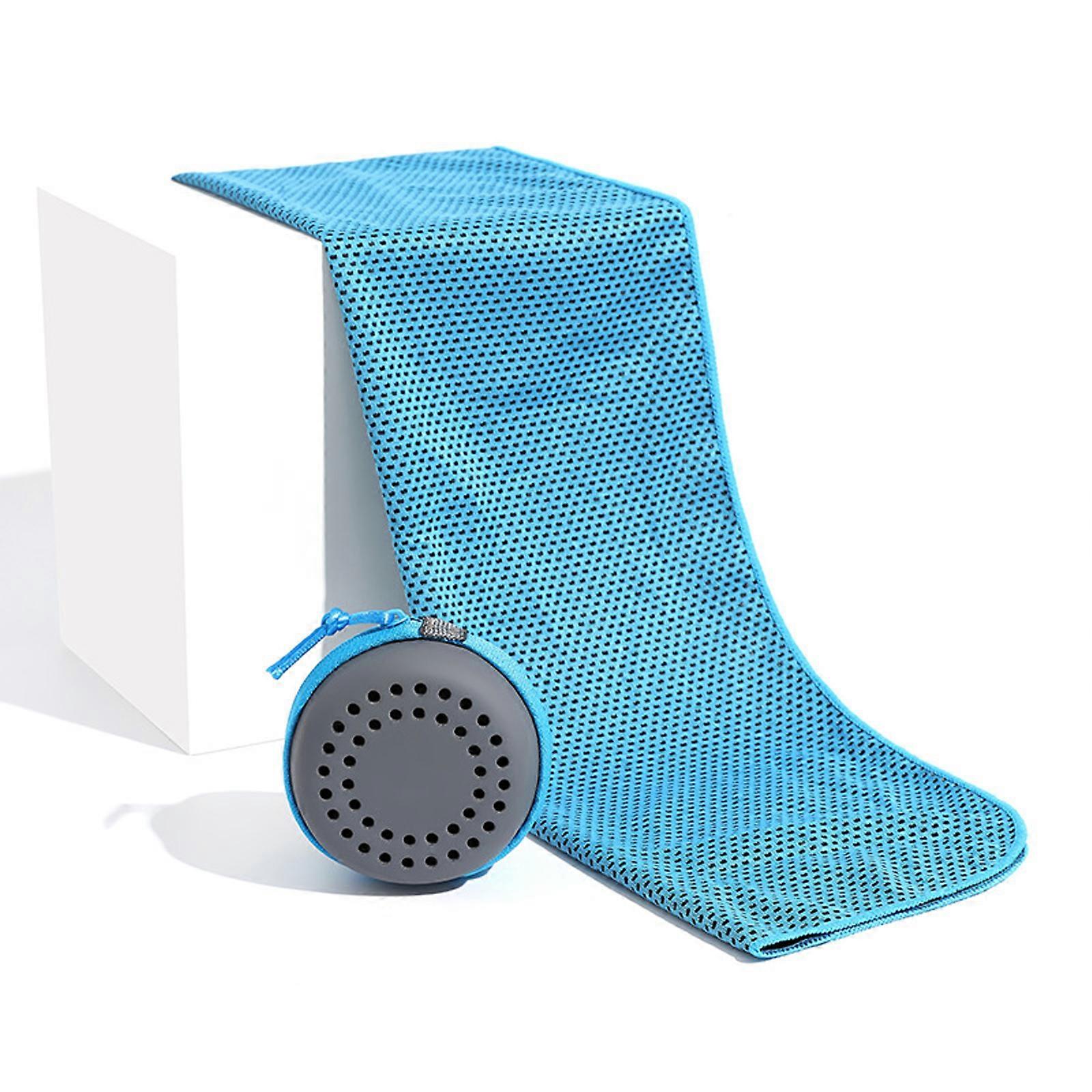 Cooling Towels with Storage Box for Neck and Face Chilly Gym Towel 80x30cm Breathable Ice Wrap Sweat Rag for Hot Weather  Sky Blue