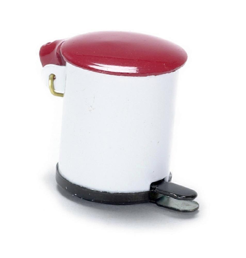 دمى البيت مصغرة 1:12 مقياس مطبخ ملحق الأحمر و بن دواسة معدنية بيضاء