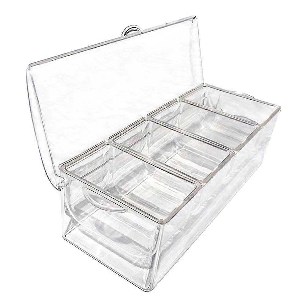 Ice Chilled Condiment with 4 Containers, Condiment Server with Separate Lids, Serving Tray Platter