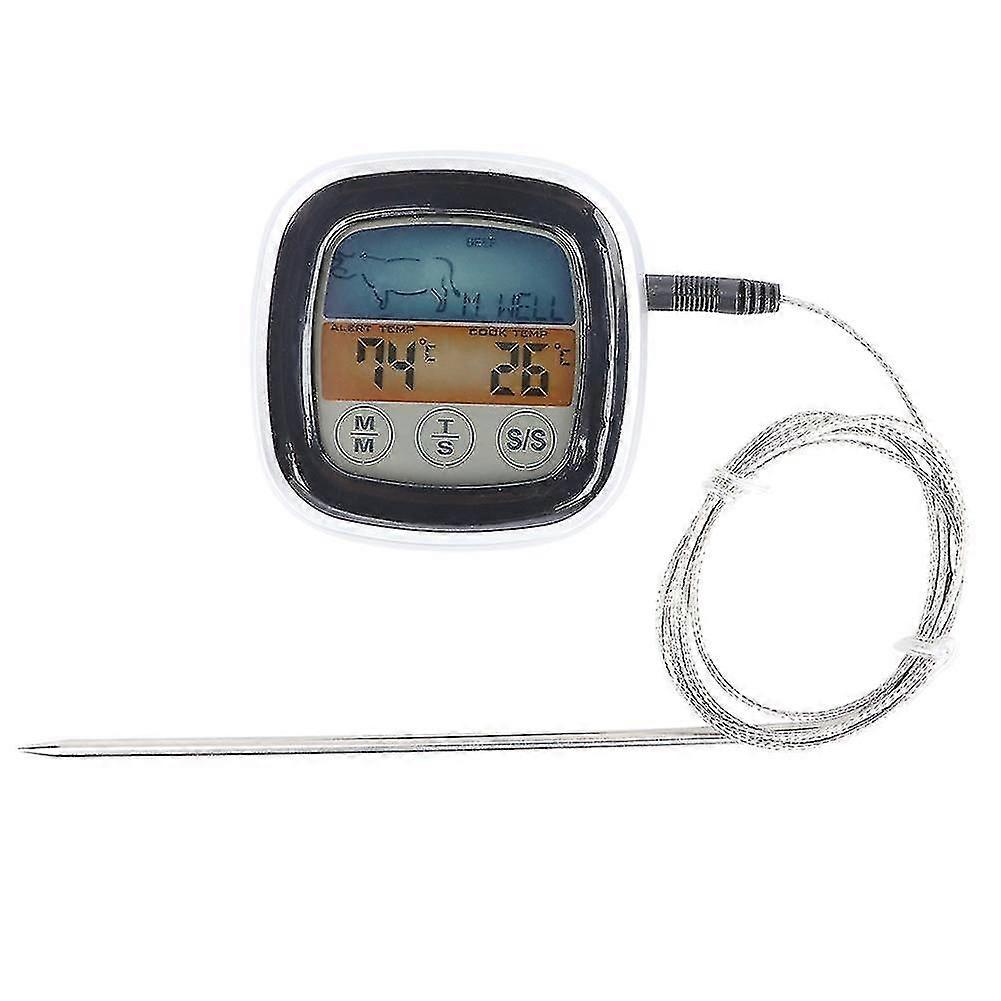 Instant Read Thermometer with Sensitive Touchscreen, Heat Resistant Cable for Safe Grilling, Cooking and Baking, Digital Meat Thermometer with