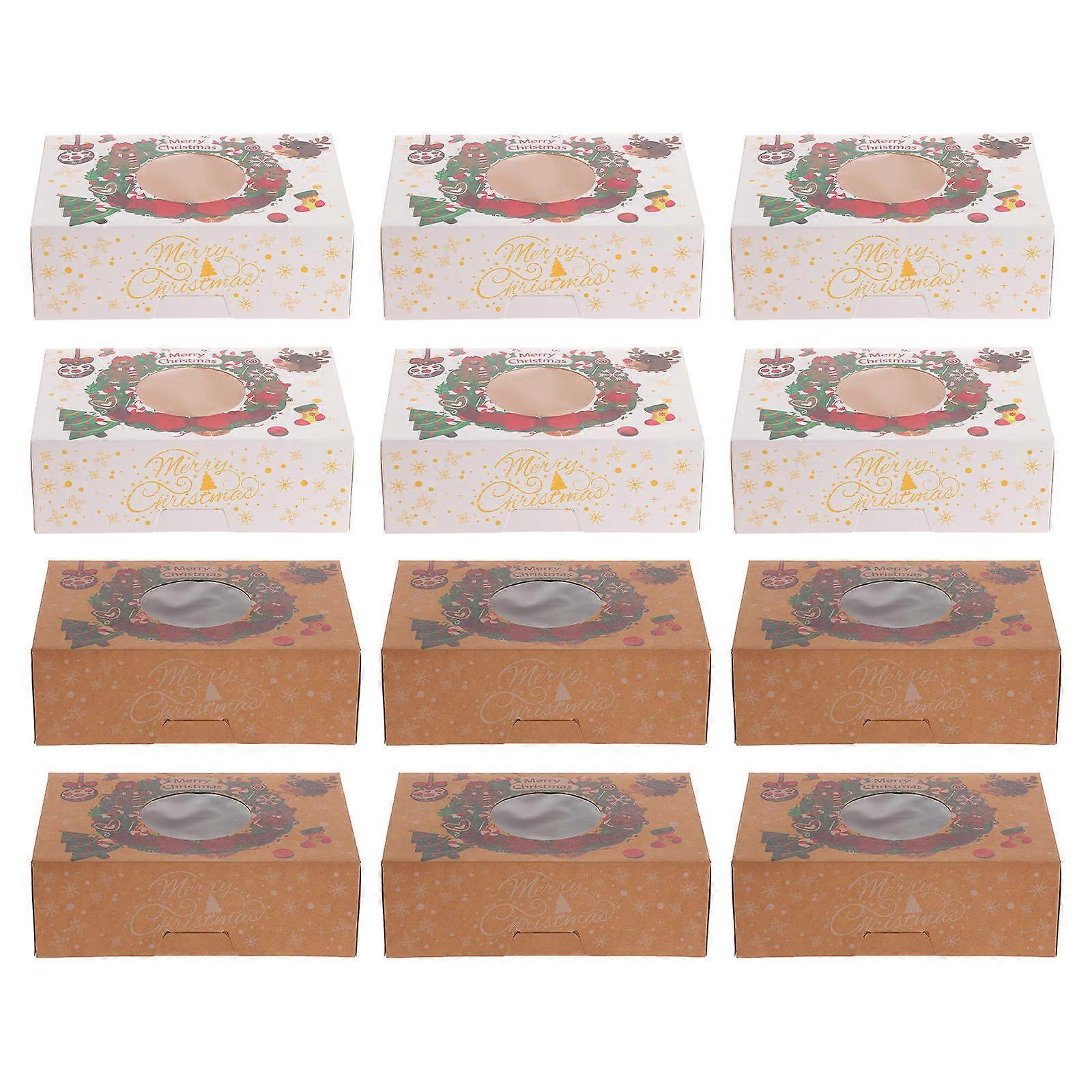 Assorted Color Christmas Cake Packaging Boxes Paper Boxes for Storage 12Pcs