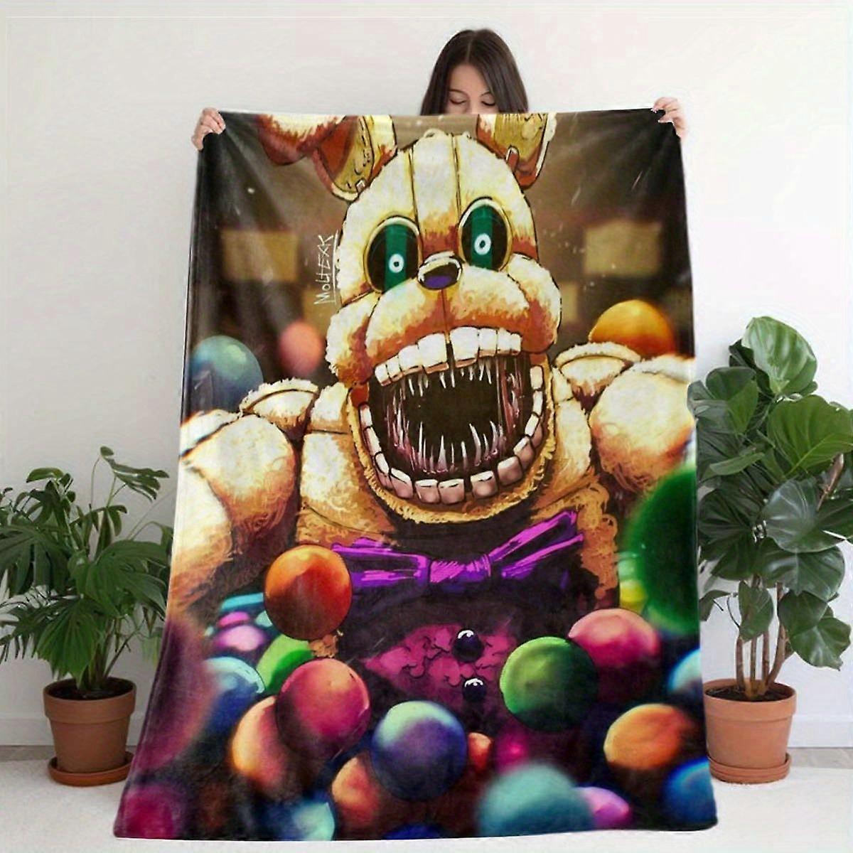 Horror Machine Doll Pattern Blanket, Soft Warm Throw for Sofa, Office and Bed Use in Various Settings, Creative Themed D-AZXRT359