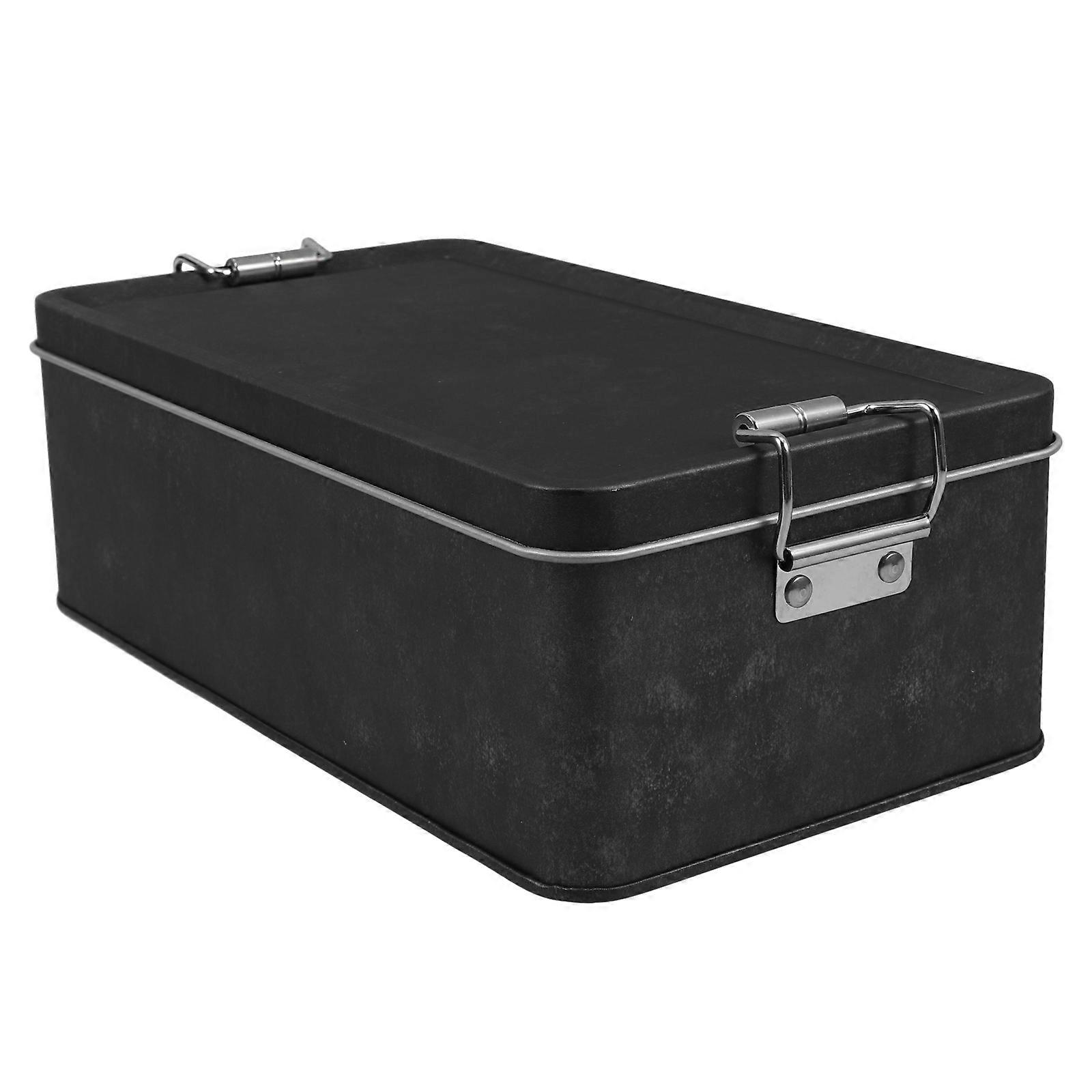 Rectangular Metal Tin Box with Buckle for Kitchen Cookies Candy Pineapple 1 Set Iron Storage Container