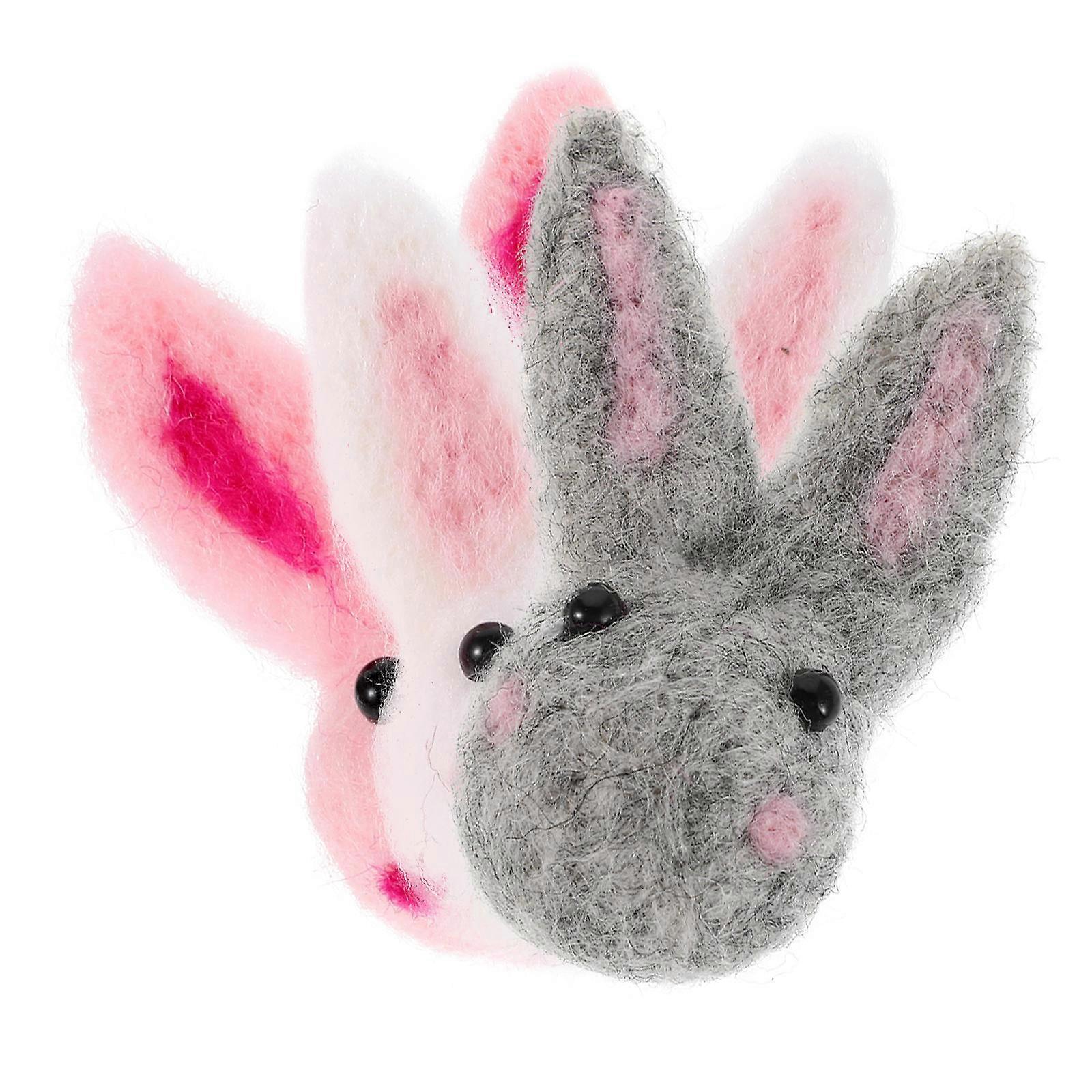 Rabbit Wool Felt Decoration for Clothes 6Pcs Cute Bunny Figures