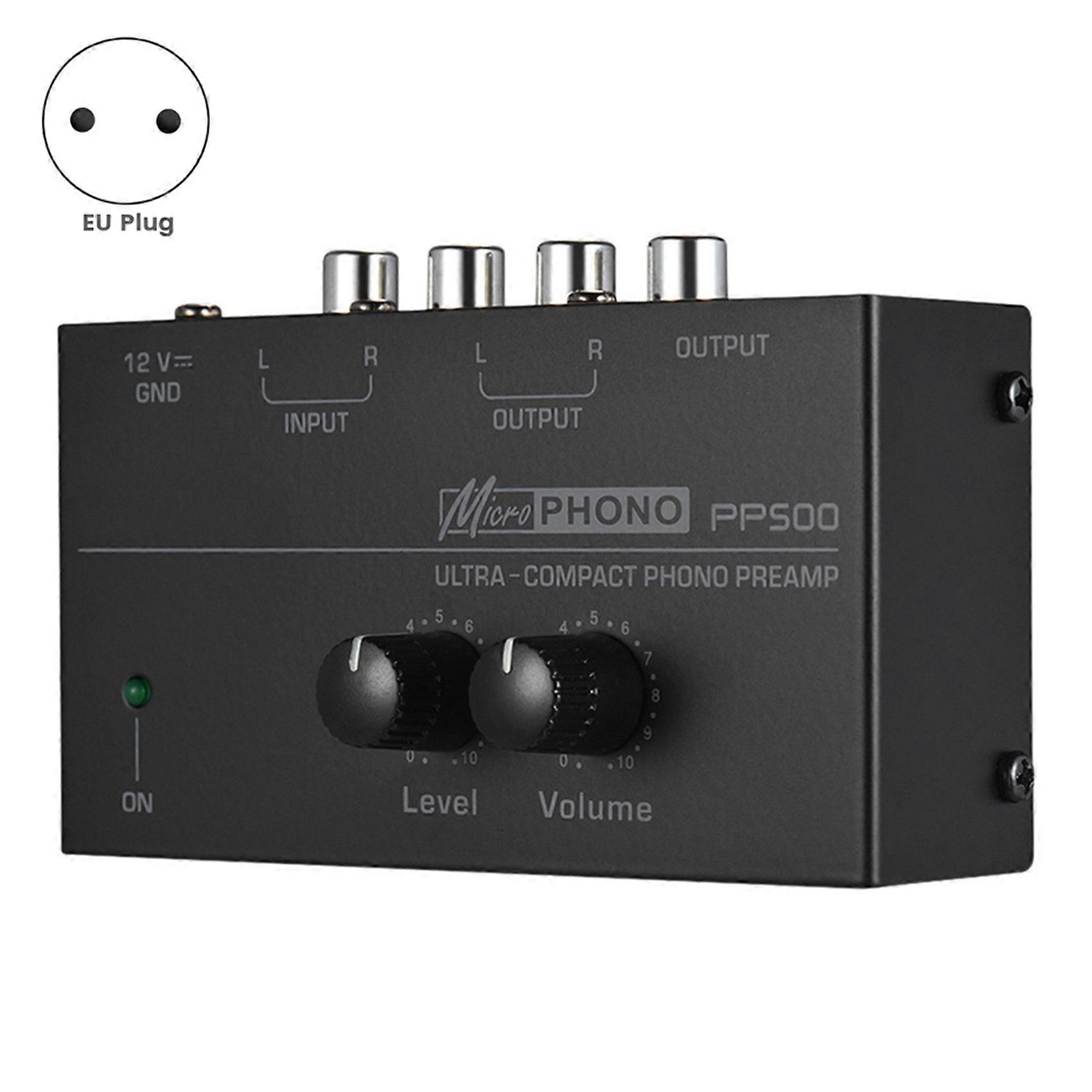 3X PP500 Ultra-Compact Phono Preamp Pre Amp Preamplifier with Level Volume Control EU Plug