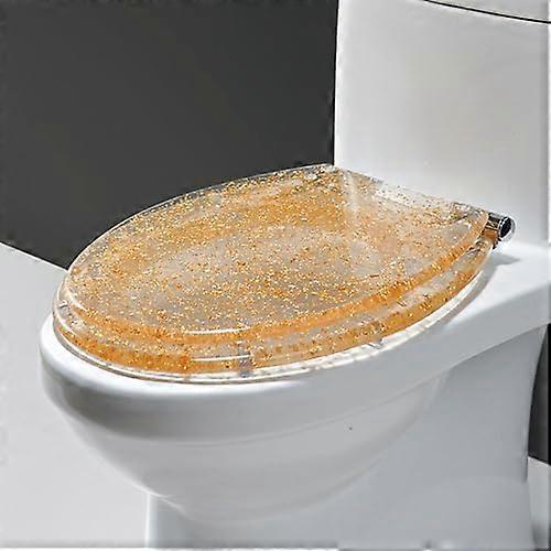 Elongated Glitter Soft Close Toilet Seat with Quick Release, Universal Fit Resin Oval Design