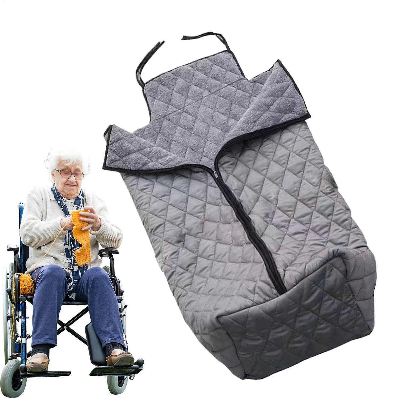 Warm Windproof Wheelchair Blanket with Quick Buckle Closure for Elderly, Grey