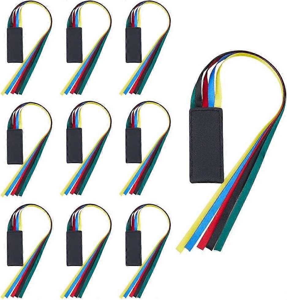10PCS Ribbon Bookmarks Bible Bookmark Multicolor PU Leather Bookmarks with Black Label Multi Page Ribbon Marker Page Markers with 5 Ribbons Book Mark 