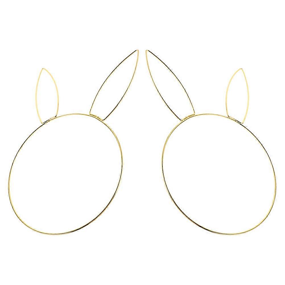 2Pcs Easter Bunny Head Iron Circle Wreath for DIY Holiday Decor