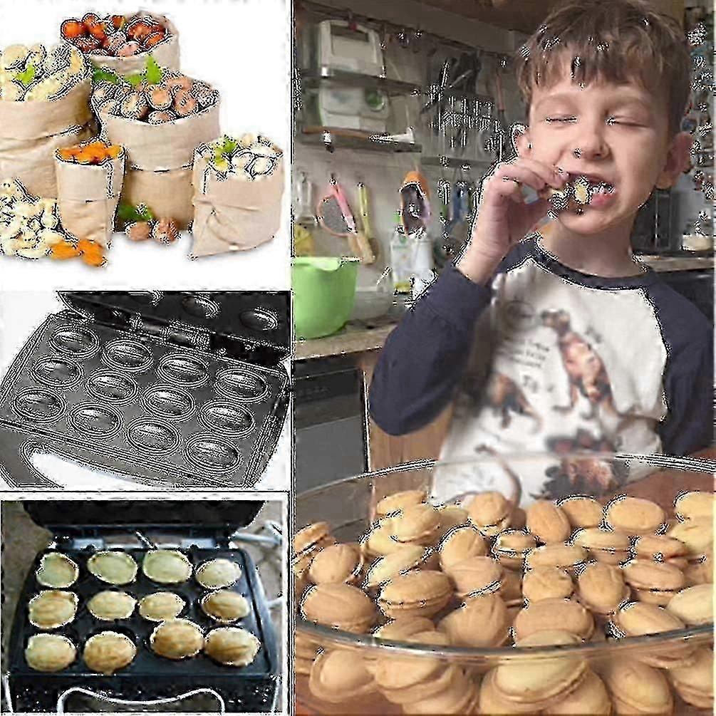 12 Electric Walnut Waffle Maker, Multi-functional Homemade Fruit Drying Machine, Pine Nut Maker, Small Walnut Machine, Peanut, Hazelnut (black)