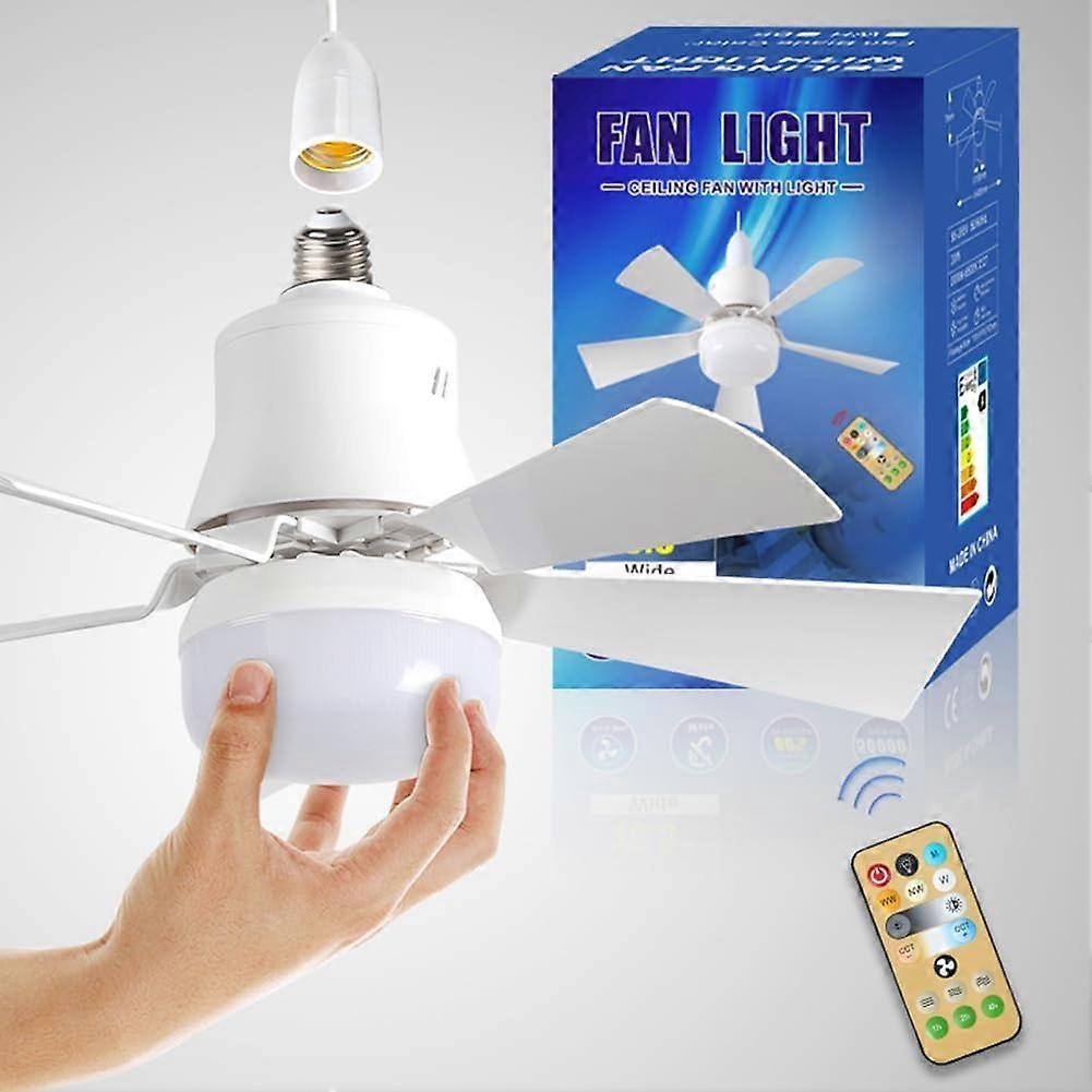 Ceiling Fans With Lights And Remote, Dimmable LED, 3 Colors 3000K6500K, ScrewIn Light, White Without Extender