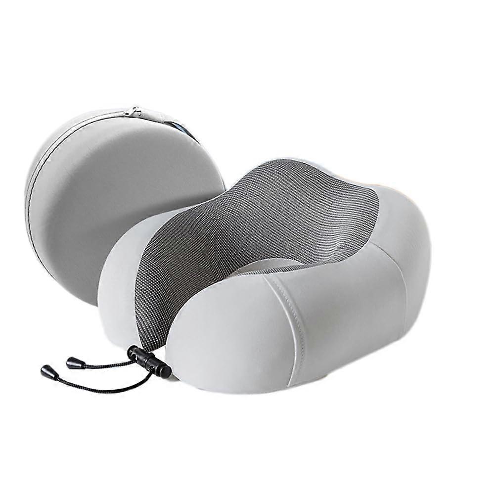 Travel Neck Pillow Memory Foam Ergonomic Neck Support for Airplane Travel with Storage Case CGrey
