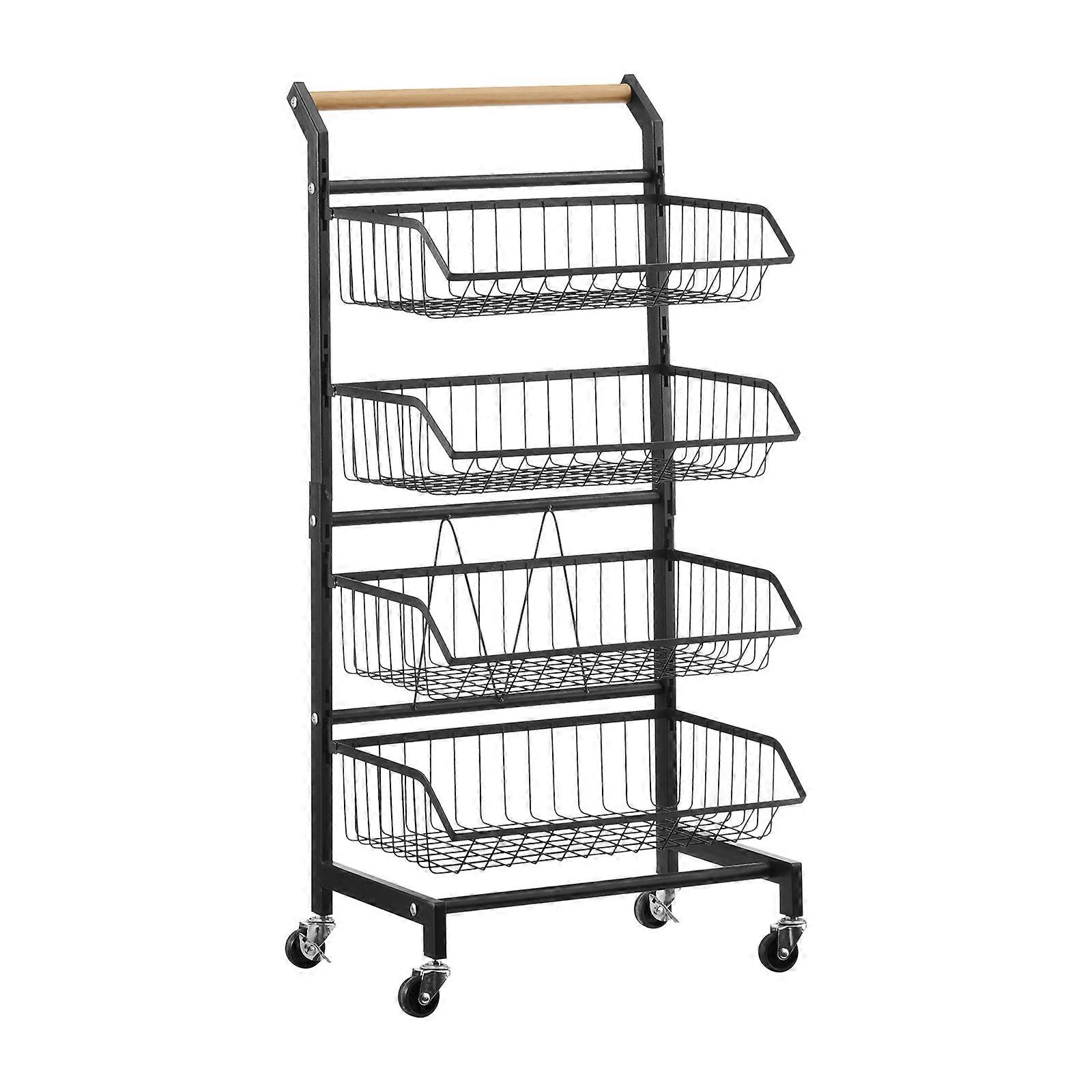 Serving Trolley, Metal Kitchen Trolley, 4-Tier Trolley for Kitchen
